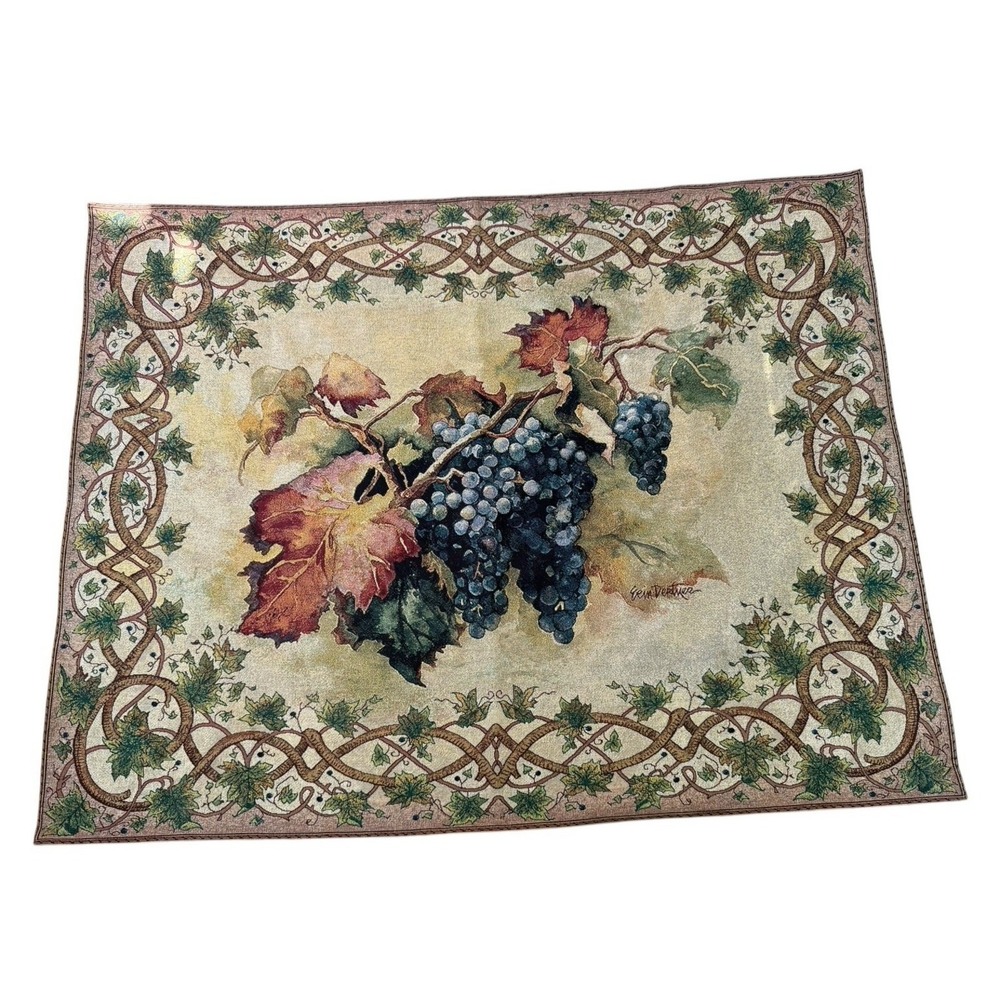 54" x 42" Tapestry Woven READY FOR HARVEST Grape vine‎